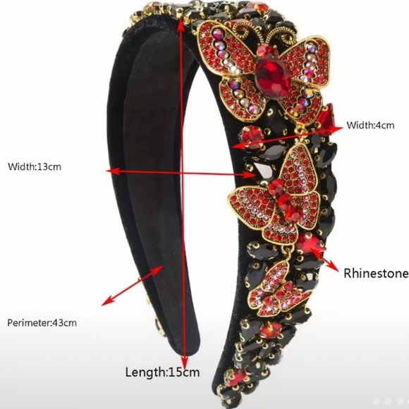 Green Butterfly Rhinestone Headband - Picture 5 of 5